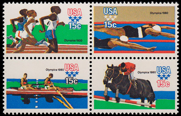 Олимпийские игры в Москве, 1980 г. (II). Почтовые марки США.