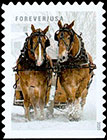 Зимние сцены. Почтовые марки США