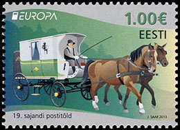 Европа 2013. Виды почтового транспорта. Почтовые марки Эстония 2013-05-02 12:00:00