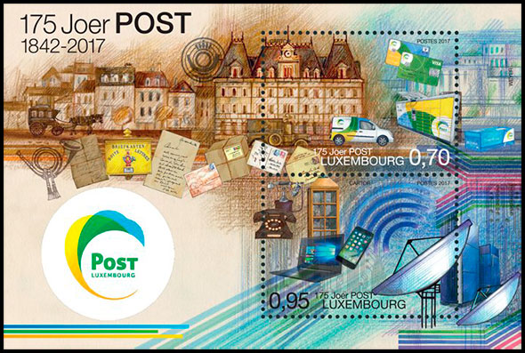 175 лет почте Люксембурга. Почтовые марки Люксембург 2017-09-19 12:00:00