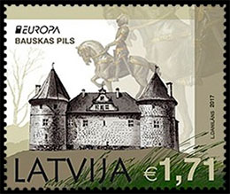 Европа 2017. Дворцы и замки. Почтовые марки Латвия 2017-04-21 12:00:00
