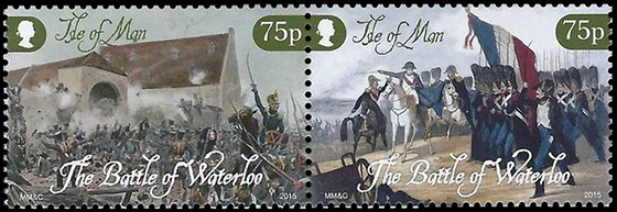 200 лет битве при Ватерлоо (1815-2015). Почтовые марки Великобритания. Остров Мэн 2015-05-08 12:00:00