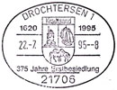 375 years since the first settlement on the Krautsand Island. Postmarks of Germany. Federal Republic