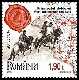 Europe. Ancient Postal Routes. Postage stamps of Romania.