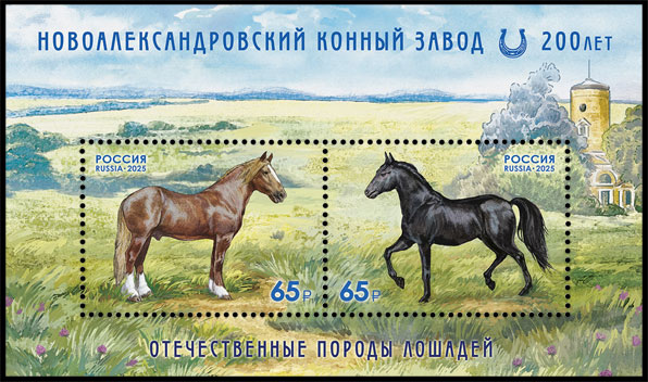 Domestic Horse Breeds. 200 Years of the Novoalexandrovsky Stud Farm. Postage stamps of Russia.
