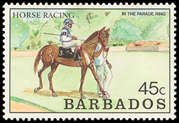 Horse Racing. Postage stamps of Barbados.