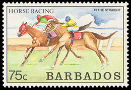 Horse Racing. Postage stamps of Barbados.