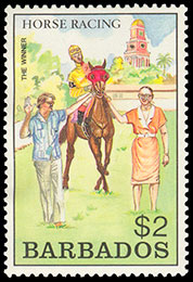 Horse Racing. Postage stamps of Barbados.