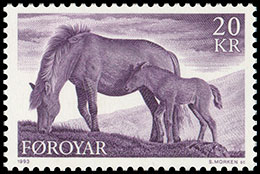 Horses. Postage stamps of Denmark. Faroe Islands.