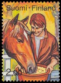 Hobbies of youth - horseback riding . Postage stamps of Finland.