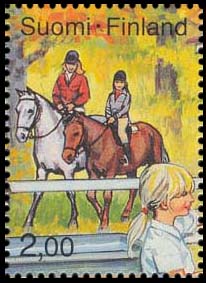 Hobbies of youth - horseback riding . Postage stamps of Finland.