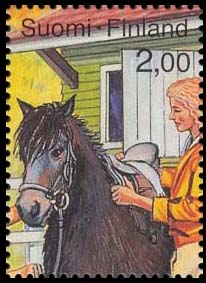 Hobbies of youth - horseback riding . Postage stamps of Finland.