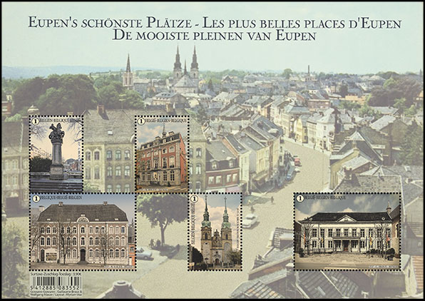 Marketplaces in Eupen. Postage stamps of Belgium.