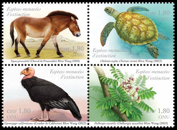 Endangered species. Postage stamps of UN (Geneva).