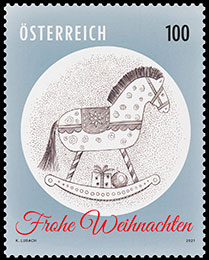 Christmas. Rocking horse . Postage stamps of Austria 2021-11-12 12:00:00