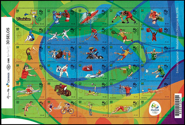 Олимпийские и параолимпийские игры 2016, Рио де Жанейро (IV). Почтовые марки Бразилии.