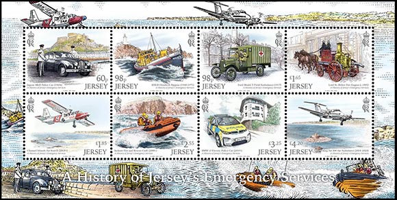 A History of Jersey's Emergency Services. Postage stamps of Great Britain. Jersey.