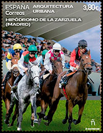 Городская архитектура. Ипподром Ла Сарсуэла. Почтовые марки Испании.