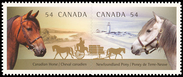 Canadian horses. Postage stamps of Canada.