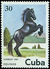 Horses. Postage stamps of Cuba