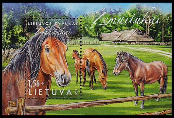 Лошади Литвы. Жемайтская порода. Почтовые марки Литвы.