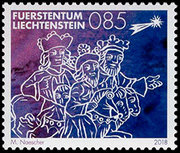 Рождество. Почтовые марки Лихтенштейна.