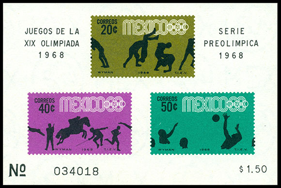 Olympic Games in Mexico, 1968. Postage stamps of Mexico.