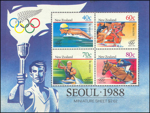Seoul Olympic Games, 1988. Postage stamps of New Zealand.