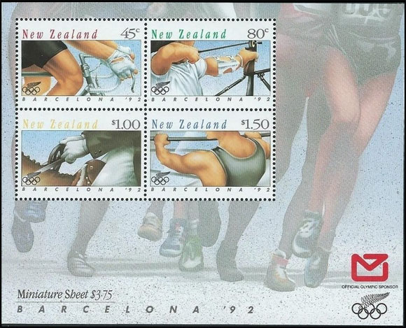 Олимпийские игры в Барселоне, 1992 г. (II). Почтовые марки Новой Зеландии.