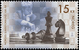 100 лет Норвежской шахматной федерации. Почтовые марки Норвегии.