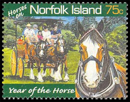 Horses on Norfolk Island. Postage stamps of Norfolk Island 2003-03-14 12:00:00